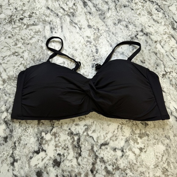Tempt Me Other - Tempt Me Bikini Top Womens Medium Black Bandeau Strap Padded Swimwear Adjustable